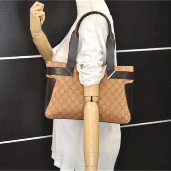 Vintage Gucci Tote Bag Canvas and Leather - Picture 2 of 16